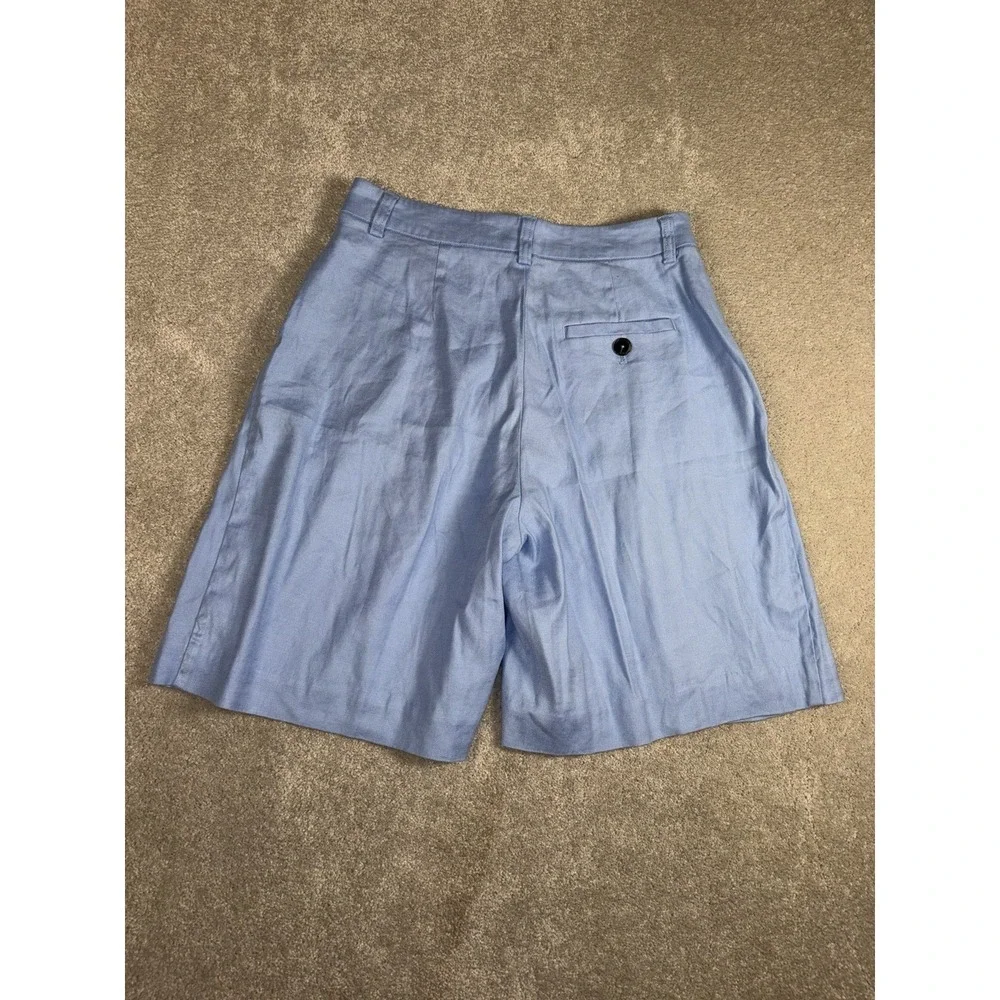 anthropologie maeve avery pleated shorts blue linen size 2 - Picture 5 of 9
